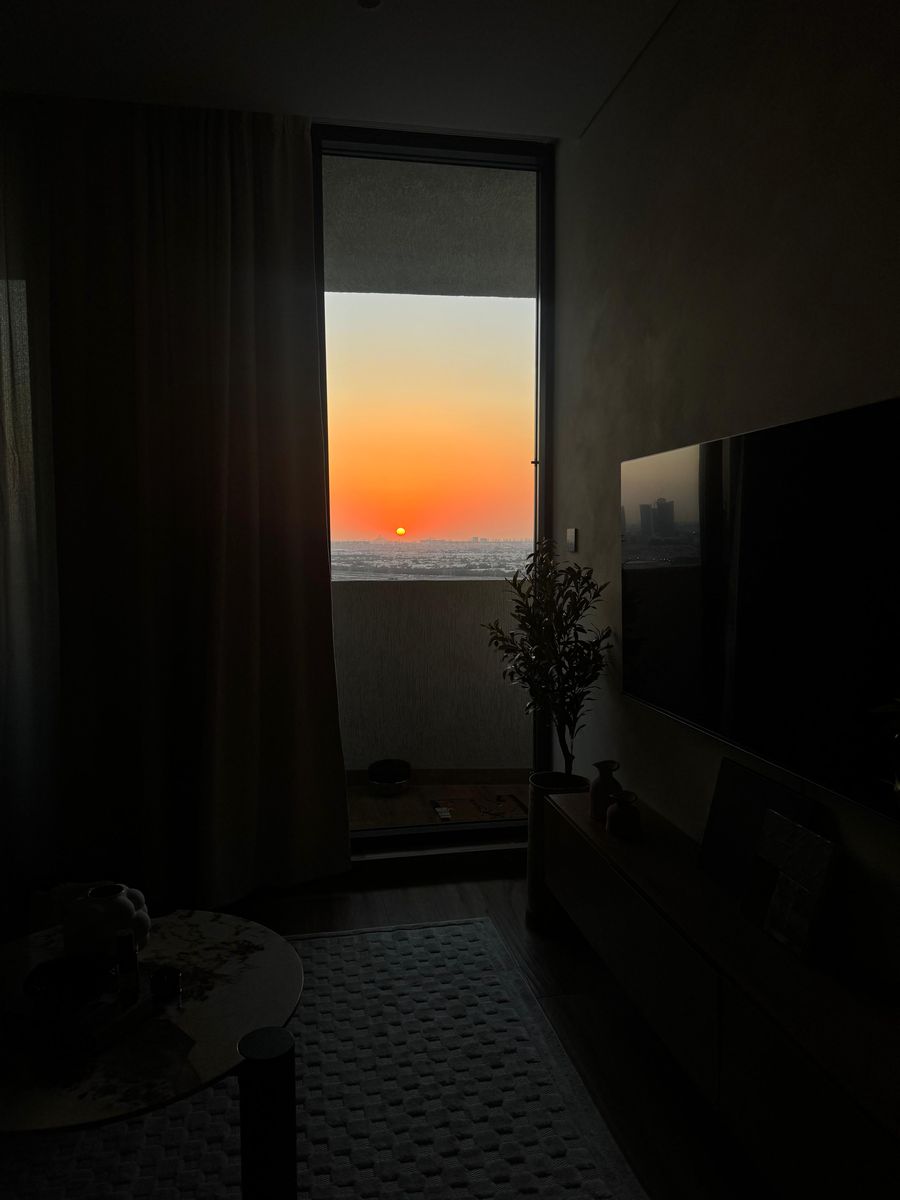Sunset through the living room window